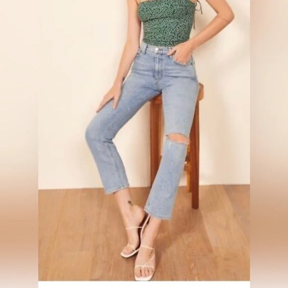 Reformation Jeans Liza High Rise Straight Jeans Size 25 NWT - Picture 2 of 14